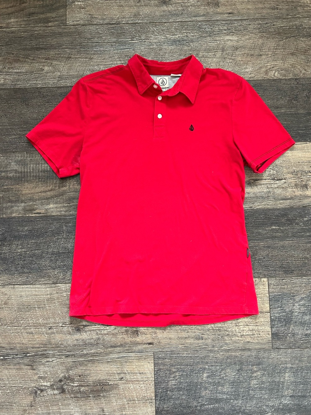 Vintage Volcom Polo Boys Collared Polo Short Sleeve Red Size Large